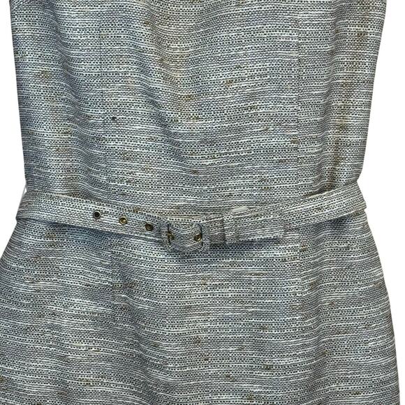 ETCETERA Beige Gold Sleeveless Tweed Sheath Dress Beaded Collar Belted Women's 2 - Picture 4 of 9